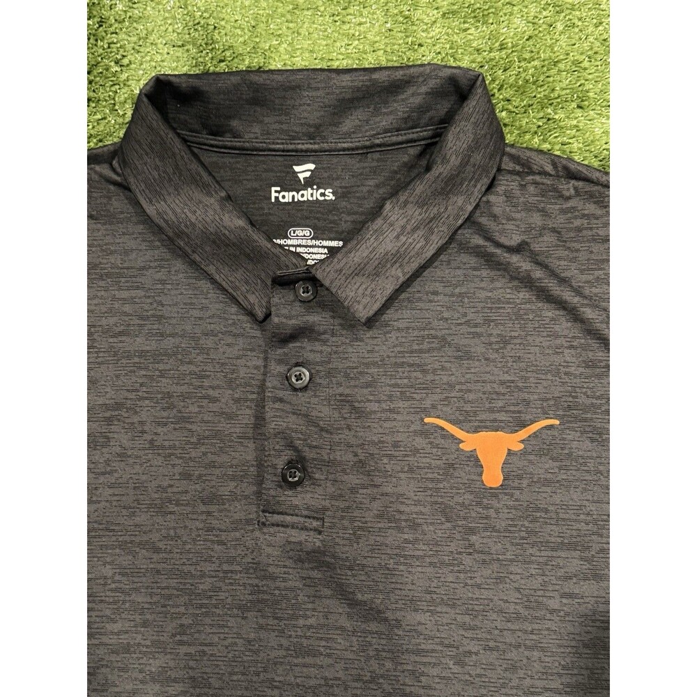 Texas Longhorns Shirt Mens Large Black Fanatics Performance Golf Polo Stretch